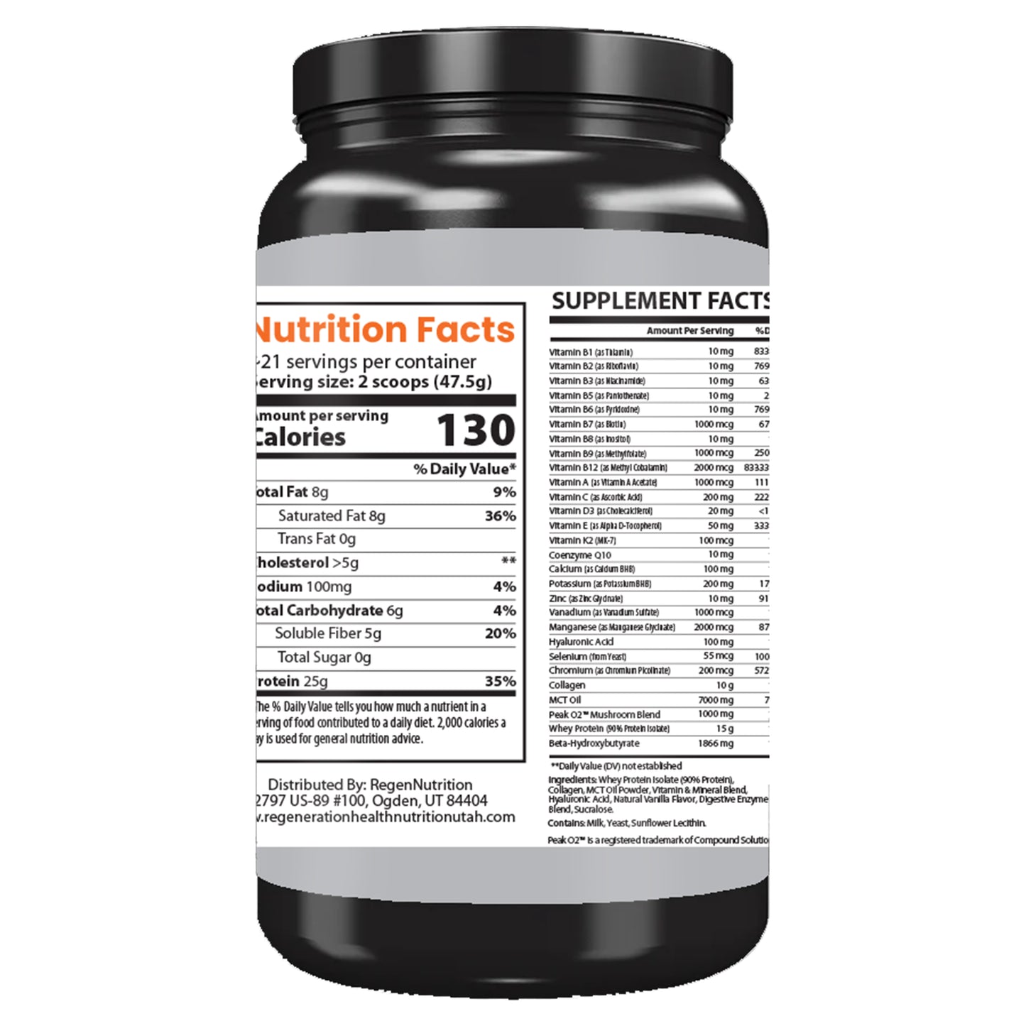 RegenNutrition GLP-1 Support Whey Protein Isolate + Collagen + MCT Oil